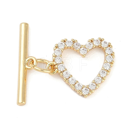 Brass Micro Pave Clear Cubic Zirconia Toggle Clasps X-KK-K391-07G-1