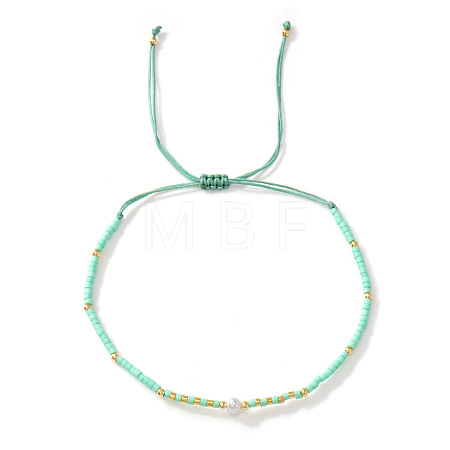 Bohemian Style Adjustable Faux Pearl & Glass Seed Bead Braided Bead Bracelets for Women OE9655-3-1