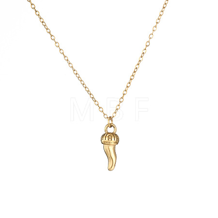 304 Stainless Steel Italian Horn Pendant Necklaces for Women WGAC5B5-04-1