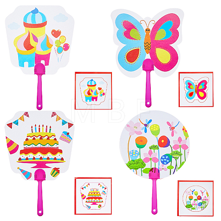 16Pcs 4 Styles Paper Hand Held Fan DIY-GF0010-33-1
