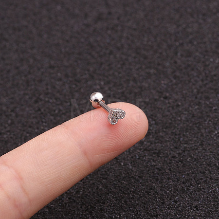 316L Surgical Stainless Steel Micro Pave Clear Cubic Zirconia Heart Cartilage Earrings WG9CD6D-42-1