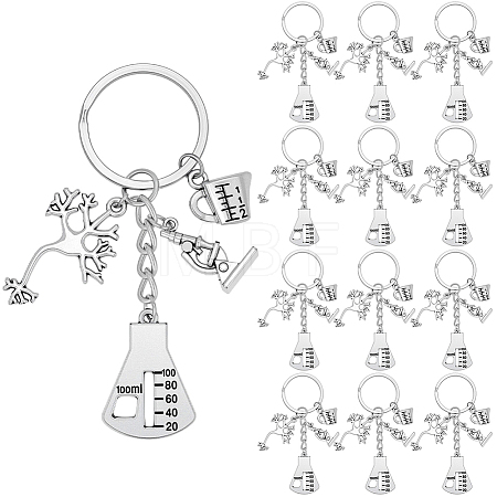 20Pcs Alloy Chemistry Theme Keychains KEYC-SC00040-1