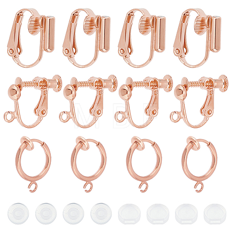 18Pcs 3 Style Brass Clip-on Earring Findings FIND-SC0003-96RG-1