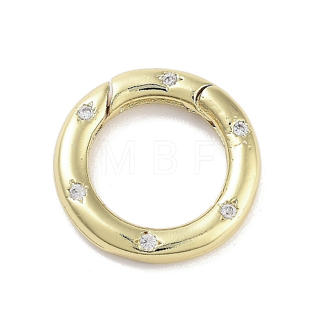 Brass Micro Pave Clear Cubic Zirconia Spring Gate Rings KK-M293-54G-1