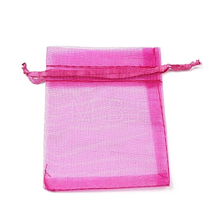 Rectangle Organza Drawstring Bags CON-PW0001-054B-17-1