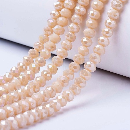 Electroplate Glass Beads Strands X-EGLA-A034-P6mm-B02-1
