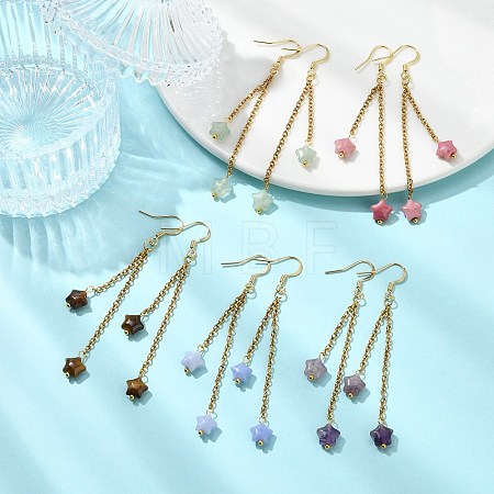 Star Natural & Synthetic Mixed Stones Earrings for Women EJEW-JE07130-1