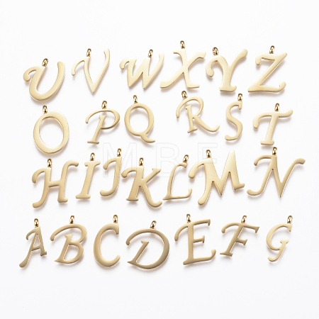 304 Stainless Steel Alphabet Pendants STAS-F129-G-1