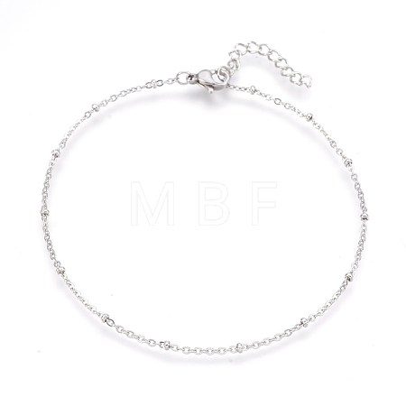 Tarnish Resistant 304 Stainless Steel Cable Chain Anklets AJEW-P069-01P-1