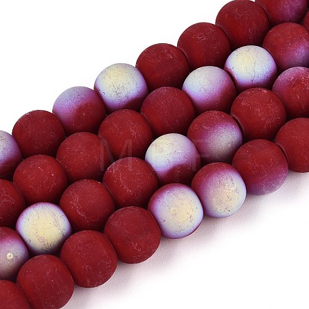 Frosted Opaque Glass Beads Strands GLAA-T032-P8mm-MBB23-1