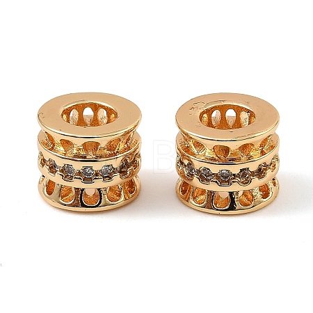 Brass Micro Pave Cubic Zirconia Beads KK-C155-21G-1