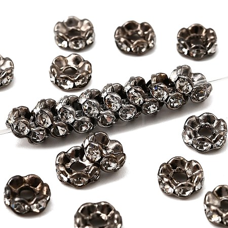 Brass Rhinestone Spacer Beads X-RB-A014-L6mm-01B-1