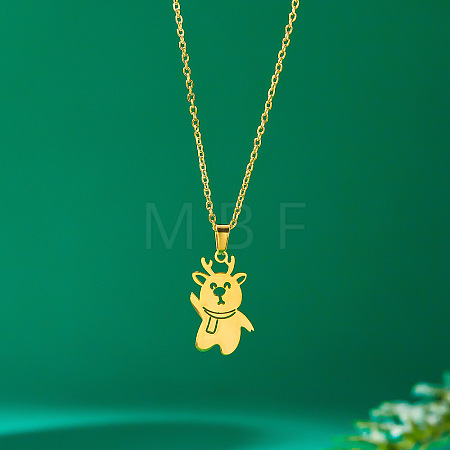 304 Stainless Steel Christmas Pendant Necklaces for Women FS-WGF0E06-03-1
