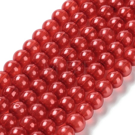 Baking Paint Pearlized Glass Pearl Round Bead Strands HY-XCP0001-13B-1
