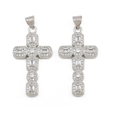 Brass Micro Pave Cubic Zirconia Pendants CU-CBADC6C-12P-04-1