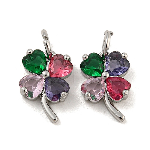 Brass with Colorful Cubic Zirconia Charms KK-G490-19P-1
