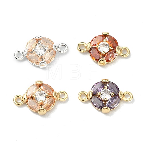 Brass Pave Cubic Zirconia Connector Charms KK-B072-04G-1