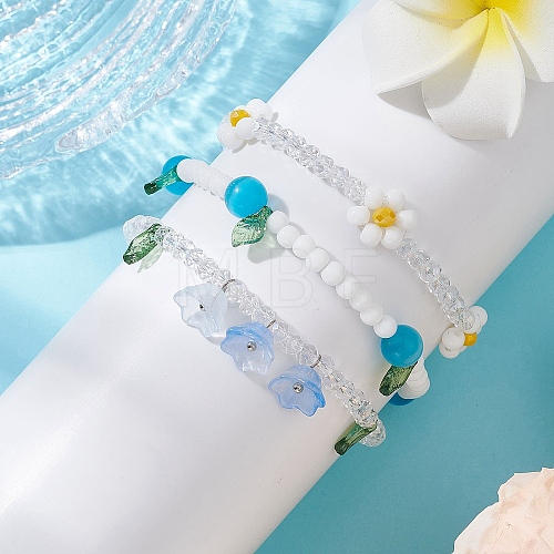 3Pcs 3 Colors Acrylic Charms Bracelets Sets for Women BJEW-TA00577-03-1