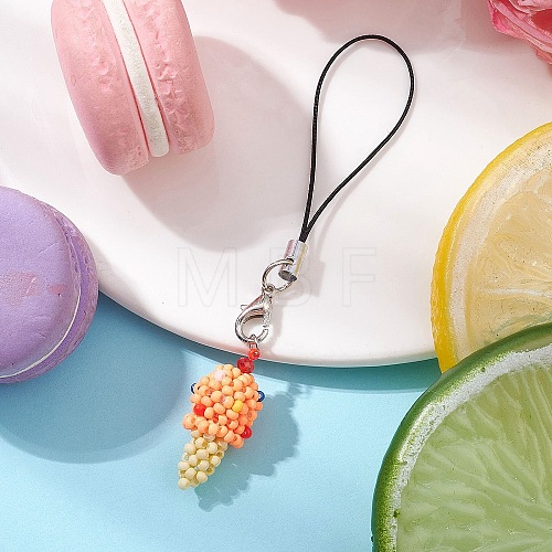 Glass Beaded Ice Cream Pendant Decorations HJEW-MZ00179-03-1