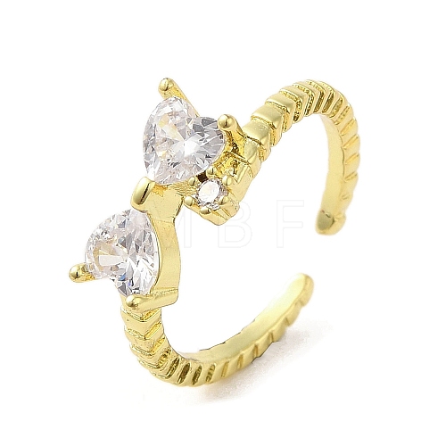 Rack Plating Brass Micro Pave Cubic Zirconia Finger Ring RJEW-C072-29G-1