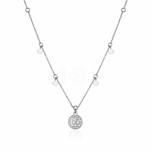 Stainless Steel Portrait Coin Pendant Necklace for Women OA5992-2-1