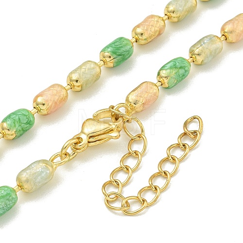 Brass Enamel Column Link Chain Necklaces NJEW-H039-14G-1