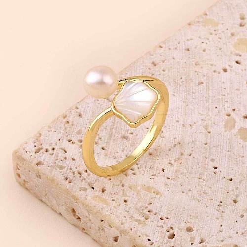 Natural Freshwater Pearl with Natural Shell Cuff Rings WGDDA1E-01-1