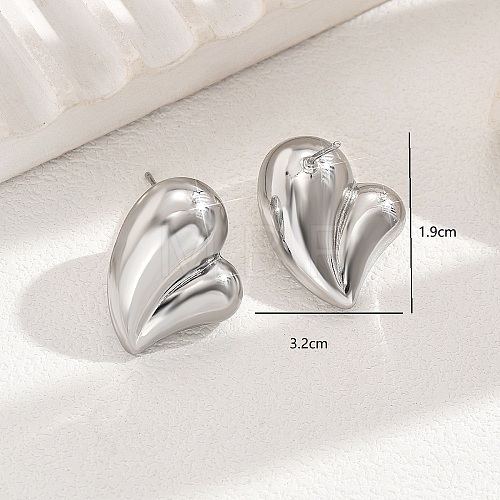 Classic Brass Heart Stud Earrings HN2468-2-1