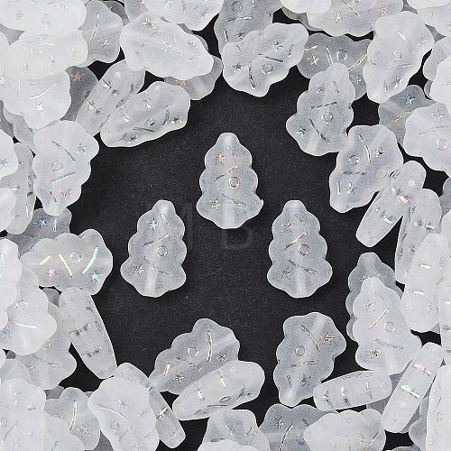 Frosted Transparent Acrylic Beads OACR-P029-04B-01-1