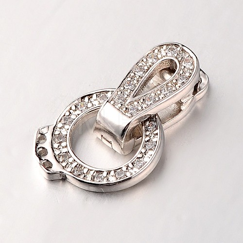 Brass Micro Pave Cubic Zirconia Fold Over Clasps ZIRC-M044-P-RS-1