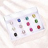 304 Stainless Steel with Glass Cuff Rings for Women RJEW-K309-41D-2