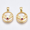 Brass Micro Pave Cubic Zirconia Charms KK-Q277-018-NF-2