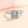 Square Rhodium Plated 925 Sterling Silver Pave 6.5x3.9mm Moissanite Finger Rings for Women WG02E28-01-1