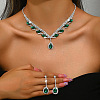 Teardrop Alloy Rhinestone Pendant Necklaces & Stud Dangle Earrings Sets FS-WG1DC8E-01-1