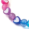 Heart & Faceted Round Acrylic Beaded Stretch Bracelets BJEW-JB10245-02-3