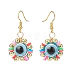 Plastic Evil Eye & Synthetic Hematite Braided Dangle Earrings EJEW-JE05104-5