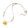 Handmade Lampwork Octopus Pendant Glass Seed Beaded Necklaces for Women NJEW-TA00217-5