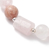 Natural Rose Quartz & Quartz Crystal & Sunstone Beads Stretch Bracelets for Women BJEW-TA00704-03-3