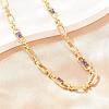 5MM Brass Pave Cubic Zirconia Oval Link Chain Necklaces NJEW-D324-01G-06-5