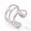 Non-Tarnish 304 Stainless Steel Wide Hollow Open Cuff Ring for Women RJEW-G275-02P-1