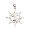 Brass Micro Pave Magenta Cubic Zirconia Pendants KK-E801-01P-1