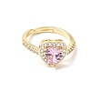 Brass Micro Pave Cubic Zirconia Cuff Open Rings CU-CBA5C10-04G-4