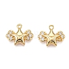 Brass Micro Pave Clear Cubic Zirconia Charms KK-T073-09G-1