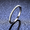 Rhodium Plated 925 Sterling Silver Micro Pave Moissanite Plain Band Rings WGF7D9C-20-1