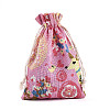 Flower Deer Printed Polycotton(Polyester Cotton) Packing Pouches Drawstring Bags ABAG-T004-10x14-35-2