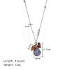 Natural Blue Aventurine(Dyed & Heated) Teardrop Pendant 304 Stainless Steel Chain Necklaces FS-WG432C7-01-1