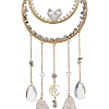 Nuggets Natural Quartz Crystal & Labradorite Chip & Brass Moon Hanging Ornaments HJEW-JM02566-4