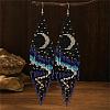 Bohemian Style Handmade Beaded Earrings with Moon Pattern Glass Beads LS5040-1