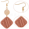 2 Pairs 2 Colors Polymer Clay Rhombus Dangle Earrings EJEW-FI0001-05-3