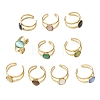 304 Stainless Steel with Glass Cat Eye Cuff Rings for Women RJEW-K309-40G-4